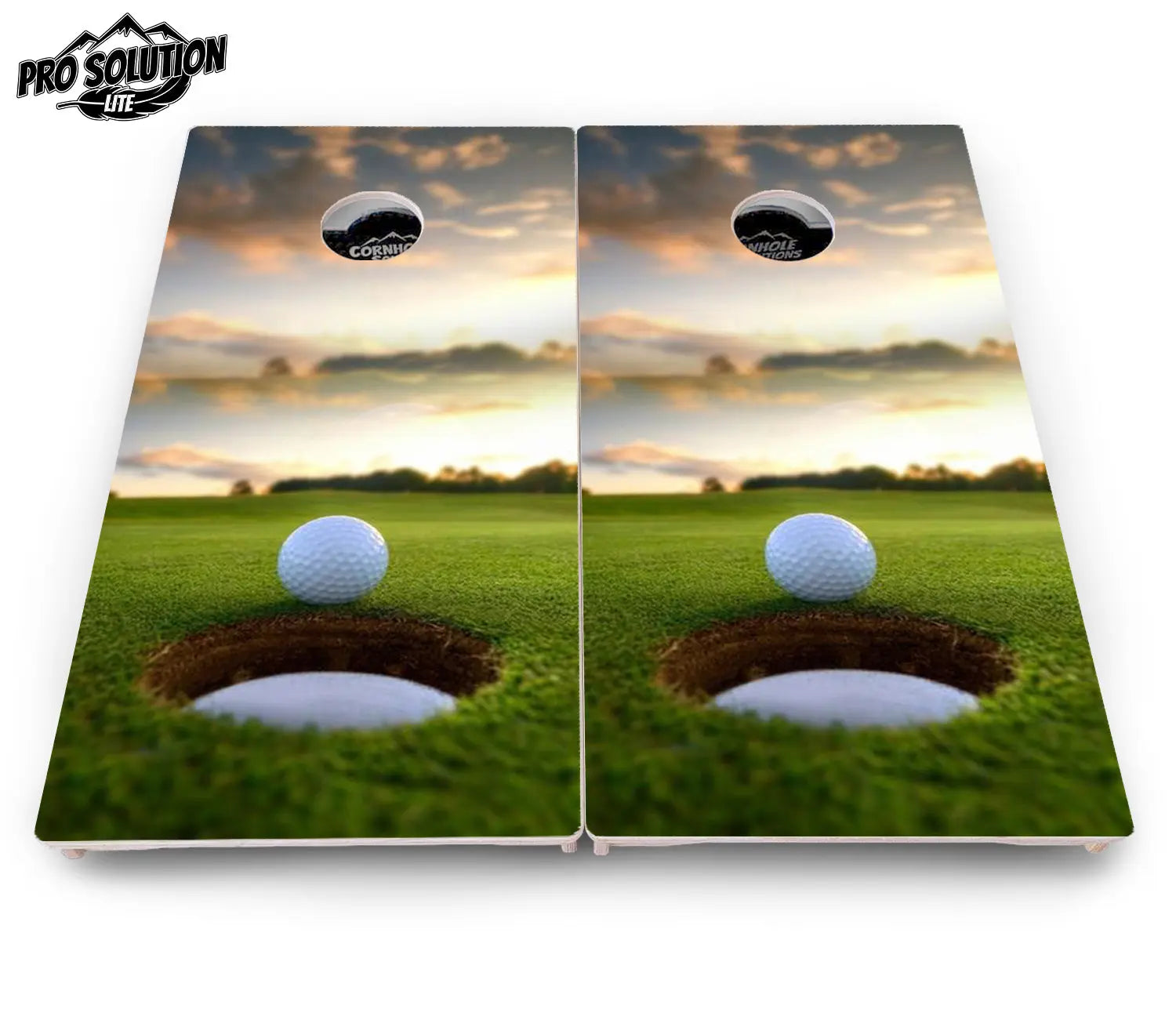 Golf Course Sunset Cornhole Boards - Pro Solution Lite Series by Cornhole Solutions, custom cornhole board detail photo 5