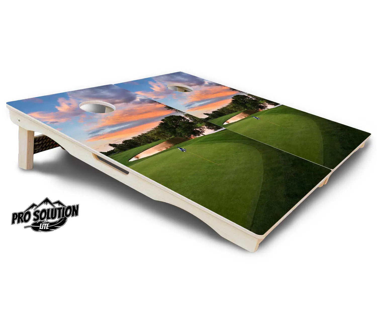 Golf Course Sunset Cornhole Boards - Pro Solution Lite Series by Cornhole Solutions, custom cornhole board detail photo 9