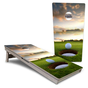 Golf Course Sunset Cornhole Boards - Professional Tournament Series by Cornhole Solutions, custom cornhole board detail photo 5