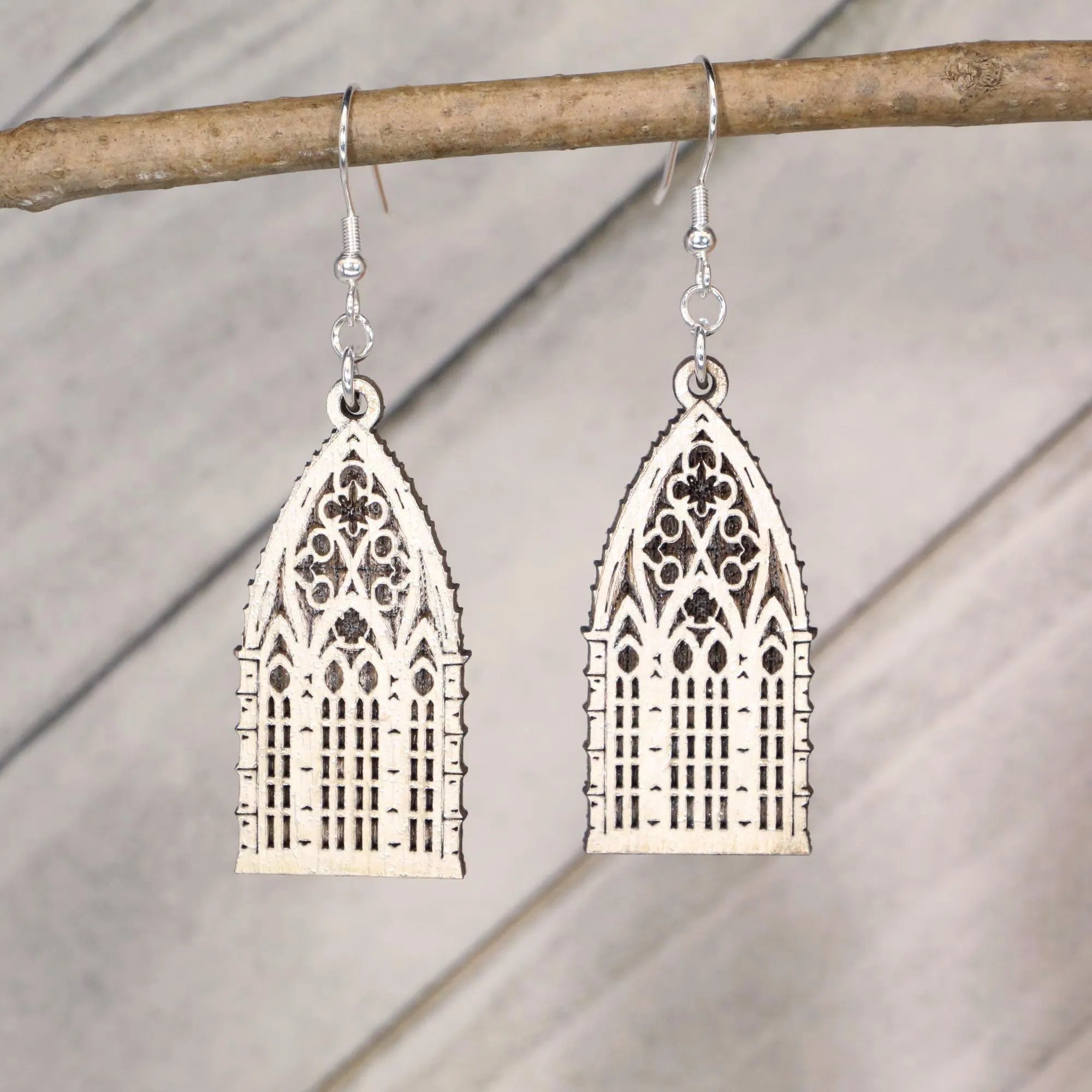 Gothic Window Wooden Earrings | Dark Fantasy Jewelry