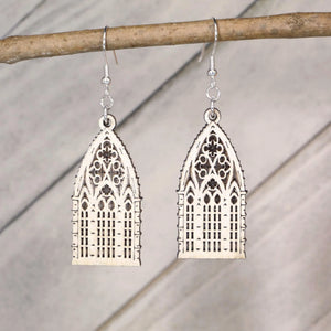 Gothic Window Wooden Earrings | Dark Fantasy Jewelry