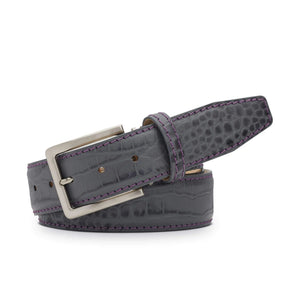 Gray Mock Gator Leather Belt by Roger Ximenez: Bespoke Belts and Leather Accessories, handmade leather goods detail photo 5