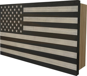 American Flag Decorative & Secure Wall-Mounted Gun Cabinet (Gray & White)