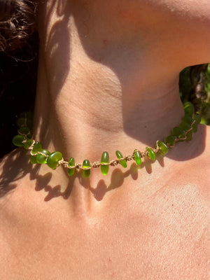 Green Sea Glass Necklace by HALT, handmade jewelry main product photo