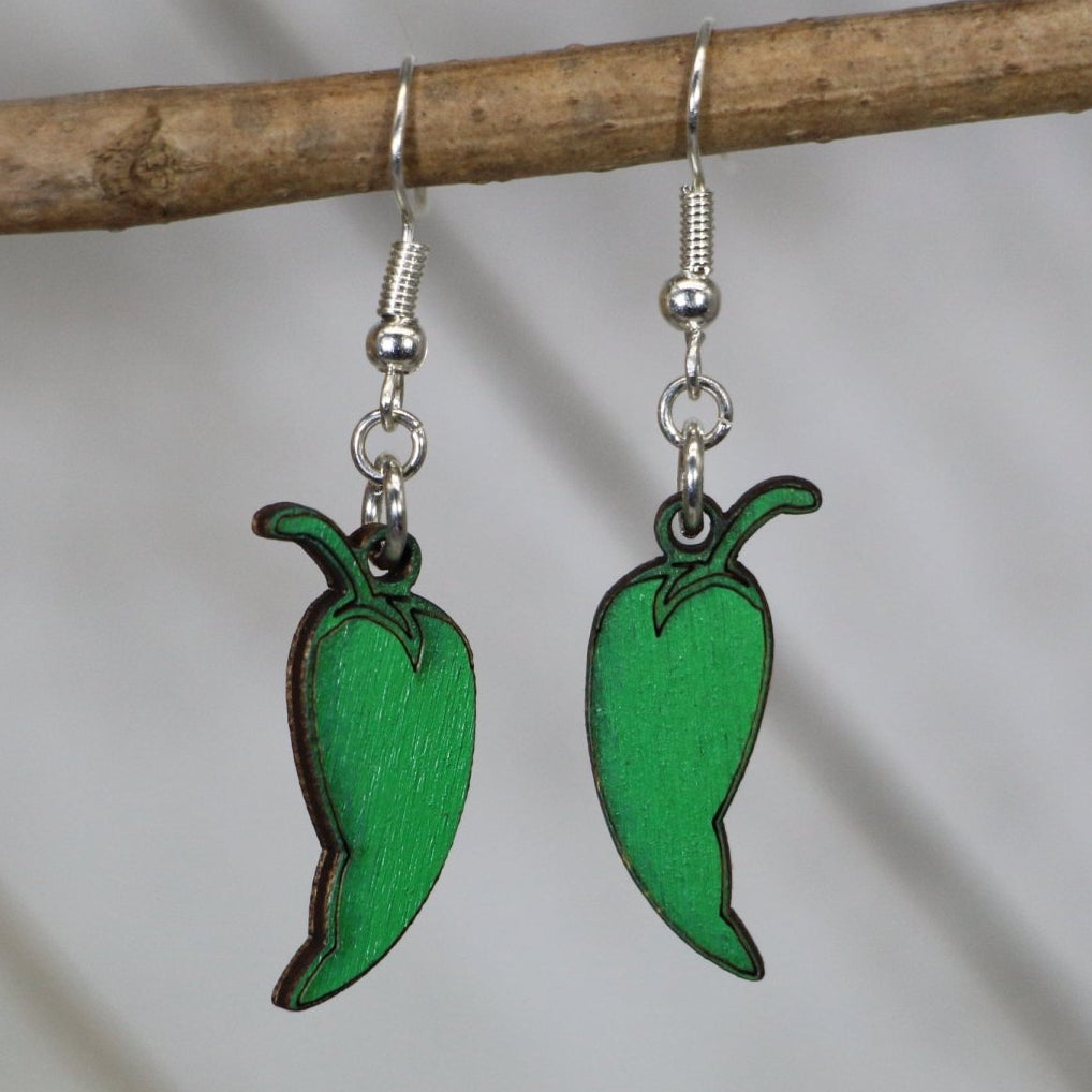 Green Chile Wooden Earrings | New Mexico Pepper Jewelry