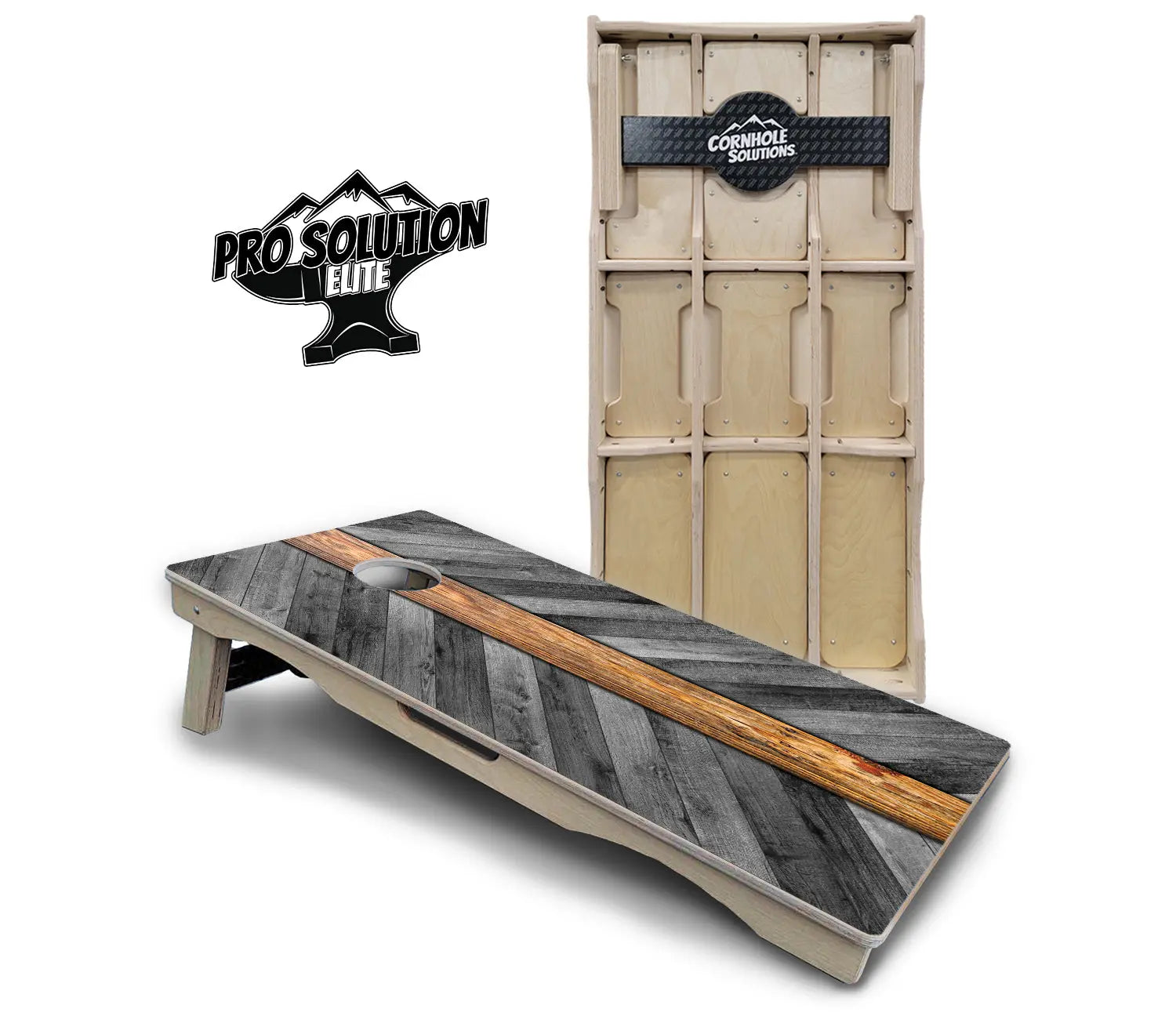 Grey Herringbone Cornhole Boards - Pro Solution Elite Series Cornhole Solutions