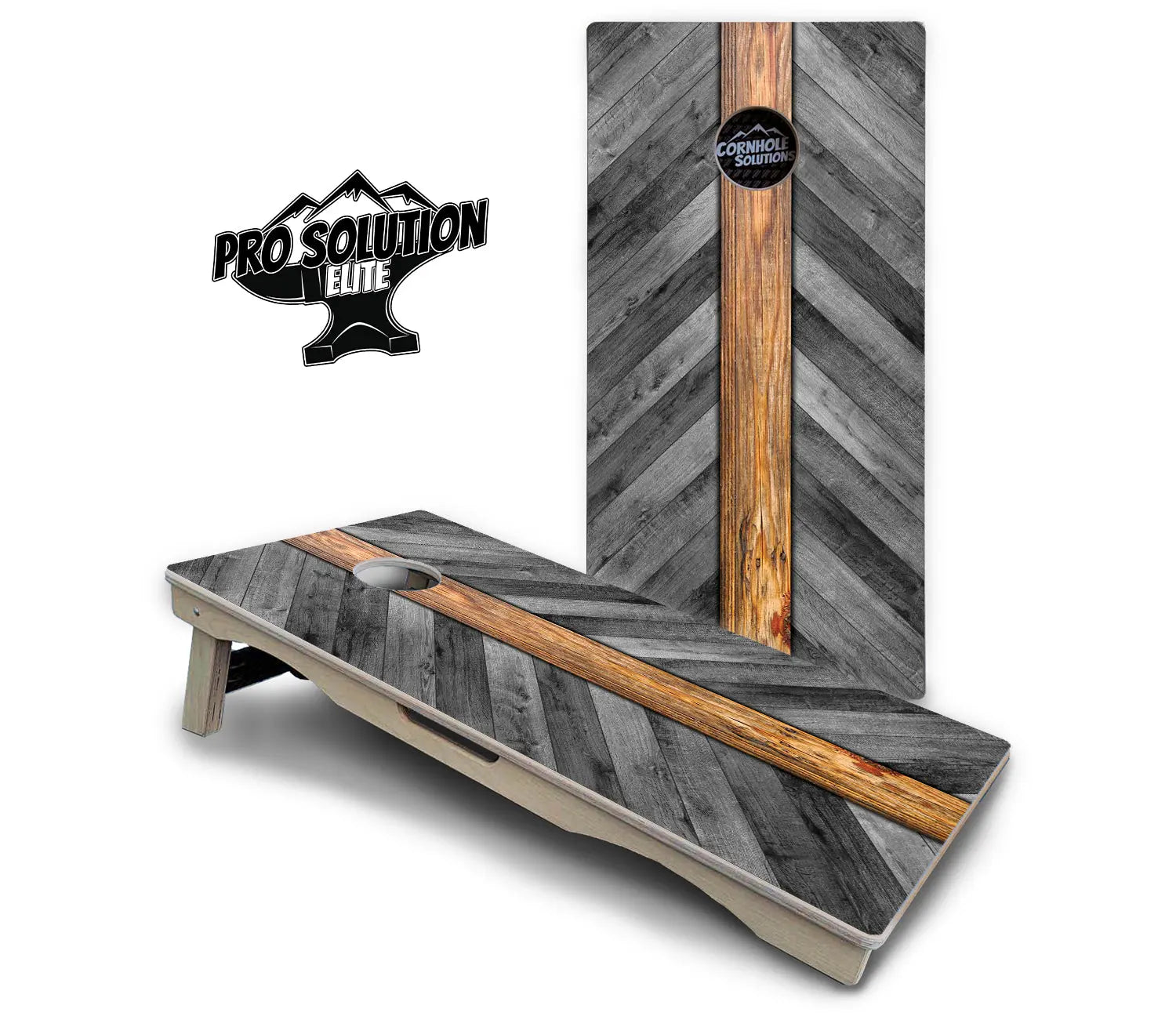 Grey Herringbone Cornhole Boards - Pro Solution Elite Series Cornhole Solutions