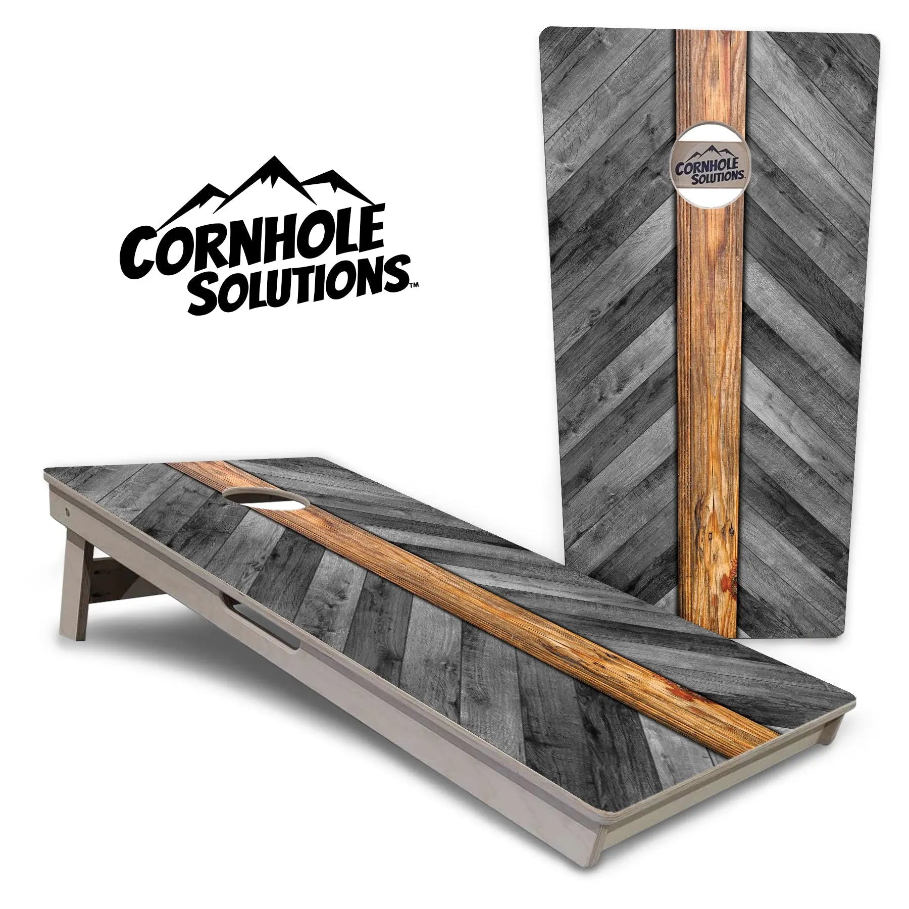 Grey Herringbone Cornhole Boards - Professional Tournament Series Cornhole Solutions