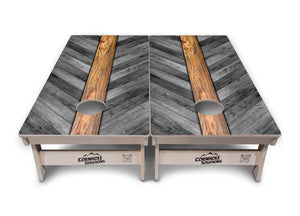 Grey Herringbone Cornhole Boards - Professional Tournament Series by Cornhole Solutions, handmade jewelry detail photo 2