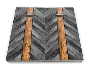 Grey Herringbone Cornhole Boards - Professional Tournament Series by Cornhole Solutions, handmade jewelry detail photo 3
