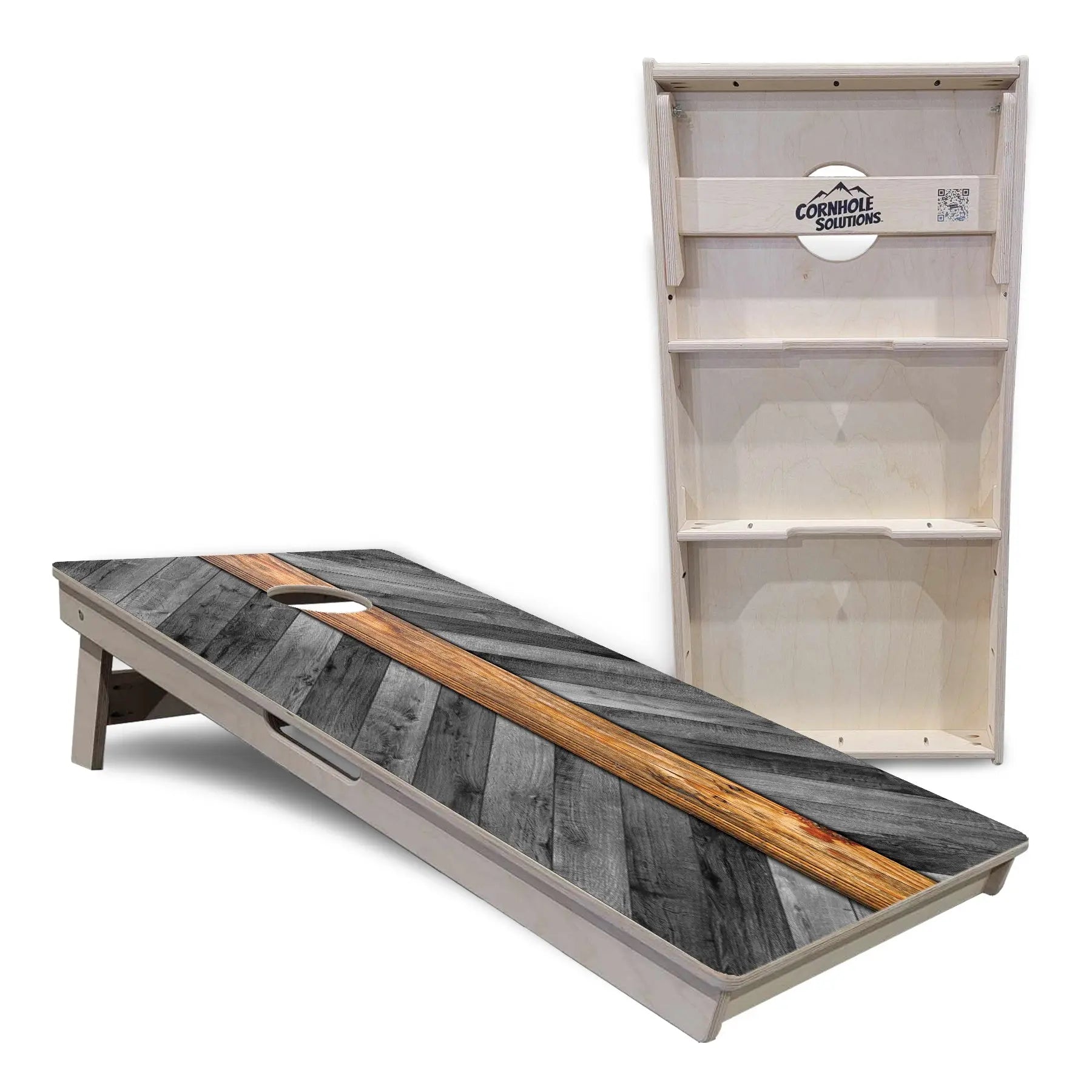Grey Herringbone Cornhole Boards - Professional Tournament Series by Cornhole Solutions, handmade jewelry detail photo 5