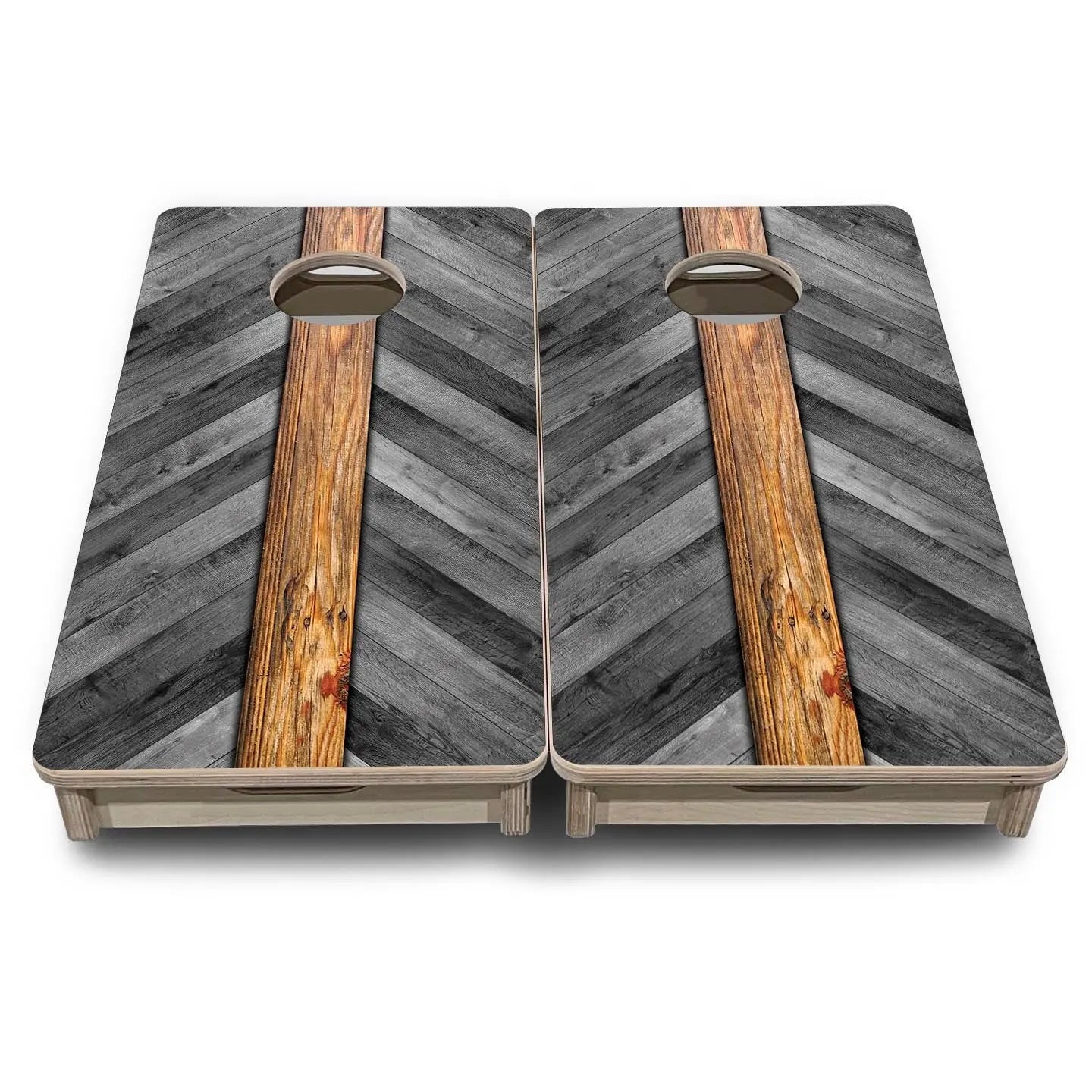 Grey Herringbone - Mini or Vacation Size Cornhole Boards Cornhole Solutions