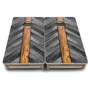Grey Herringbone - Mini or Vacation Size Cornhole Boards Cornhole Solutions