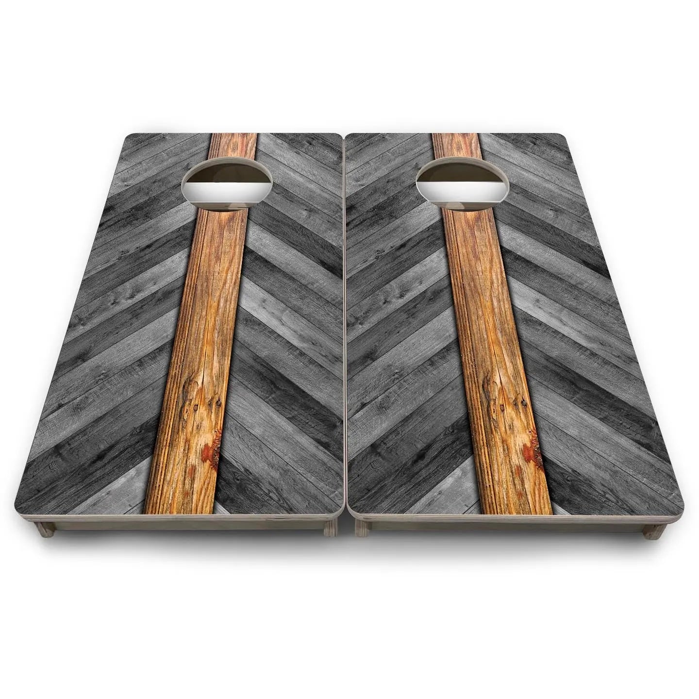 Grey Herringbone - Mini or Vacation Size Cornhole Boards Cornhole Solutions