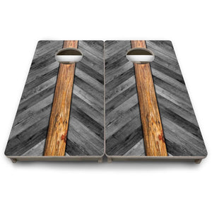 Grey Herringbone - Mini or Vacation Size Cornhole Boards Cornhole Solutions