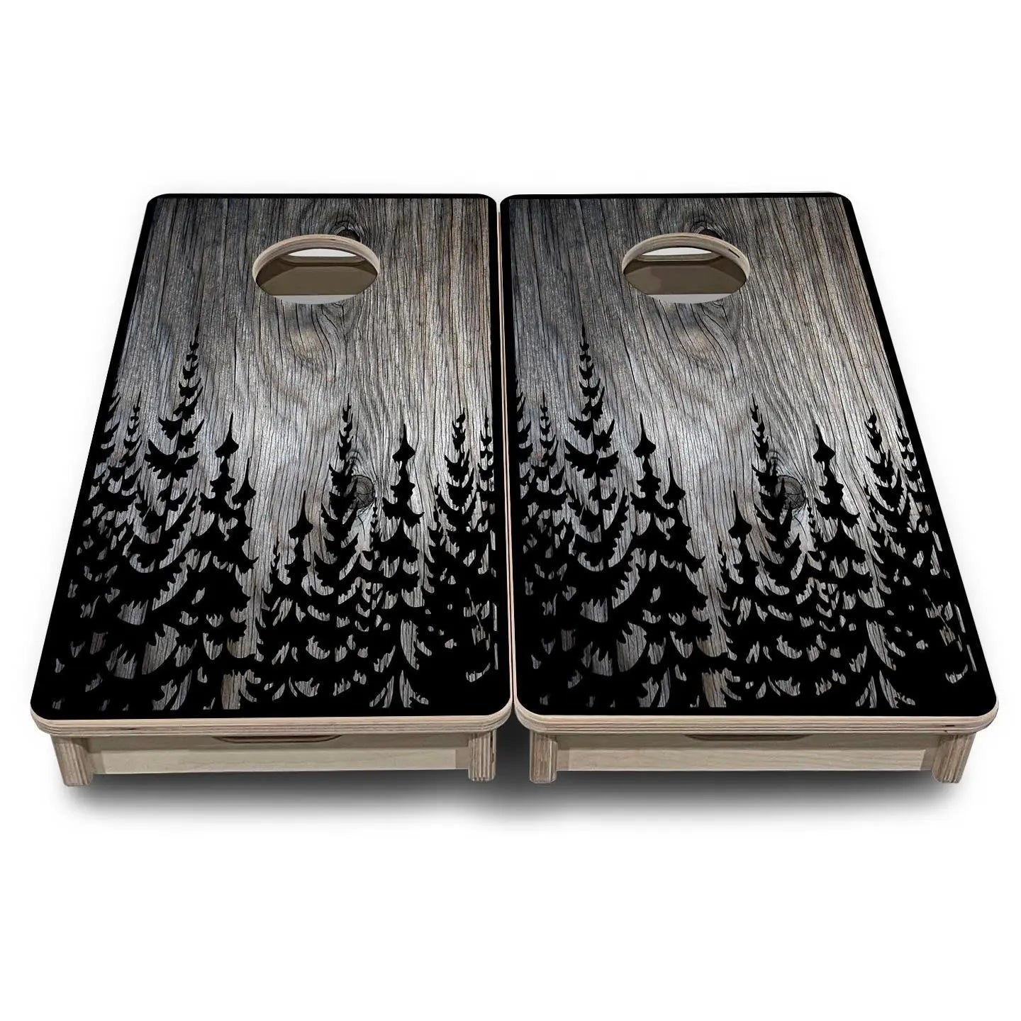 Grey Pine Trees - Mini or Vacation Size Cornhole Boards Cornhole Solutions
