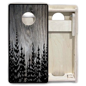 Grey Pine Trees - Mini or Vacation Size Cornhole Boards by Cornhole Solutions, custom cornhole board detail photo 4