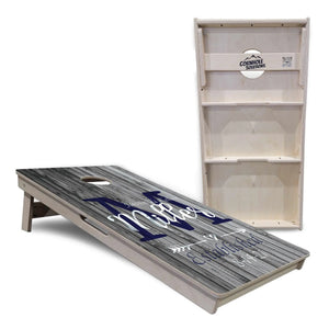 Grey Slat Wood Cornhole Boards - Professional Tournament Series by Cornhole Solutions, custom cornhole board detail photo 5