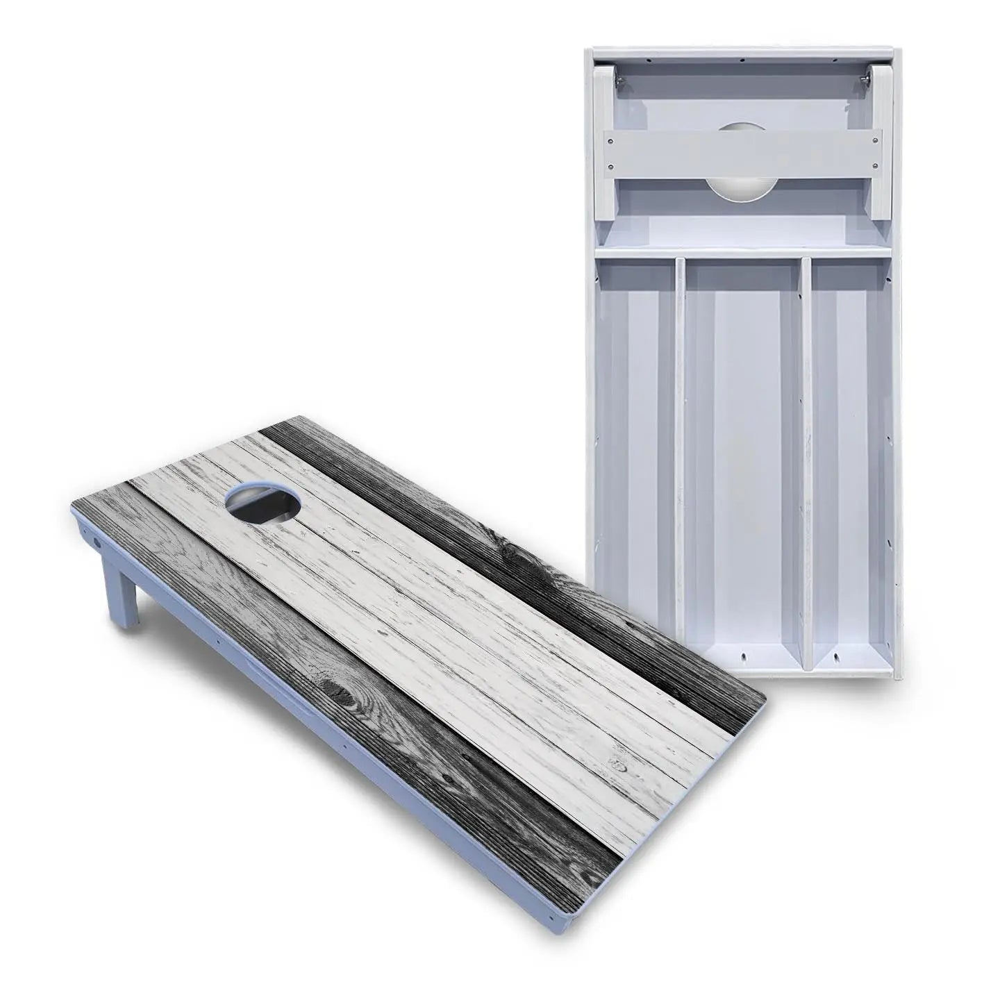 Grey Two Tone Slats Cornhole Boards - All Weather Series Cornhole Solutions