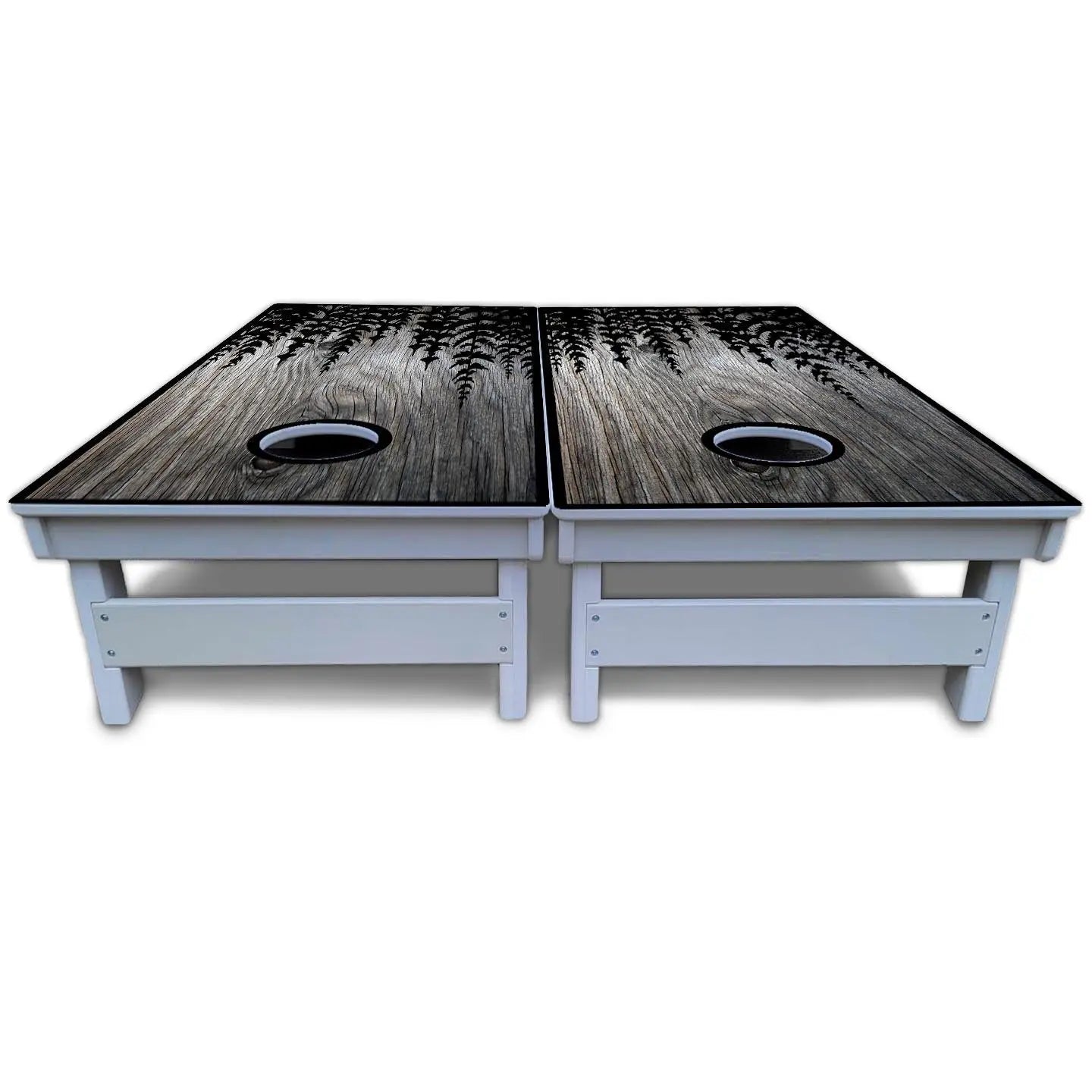 Greyscale Pine Trees Cornhole Boards - All Weather Series by Cornhole Solutions, custom cornhole board detail photo 5