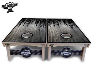 Greyscale Pine Trees Cornhole Boards - Pro Solution Elite Series by Cornhole Solutions, custom cornhole board detail photo 3