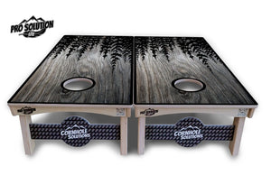Greyscale Pine Trees Cornhole Boards - Pro Solution Lite Series by Cornhole Solutions, custom cornhole board detail photo 2