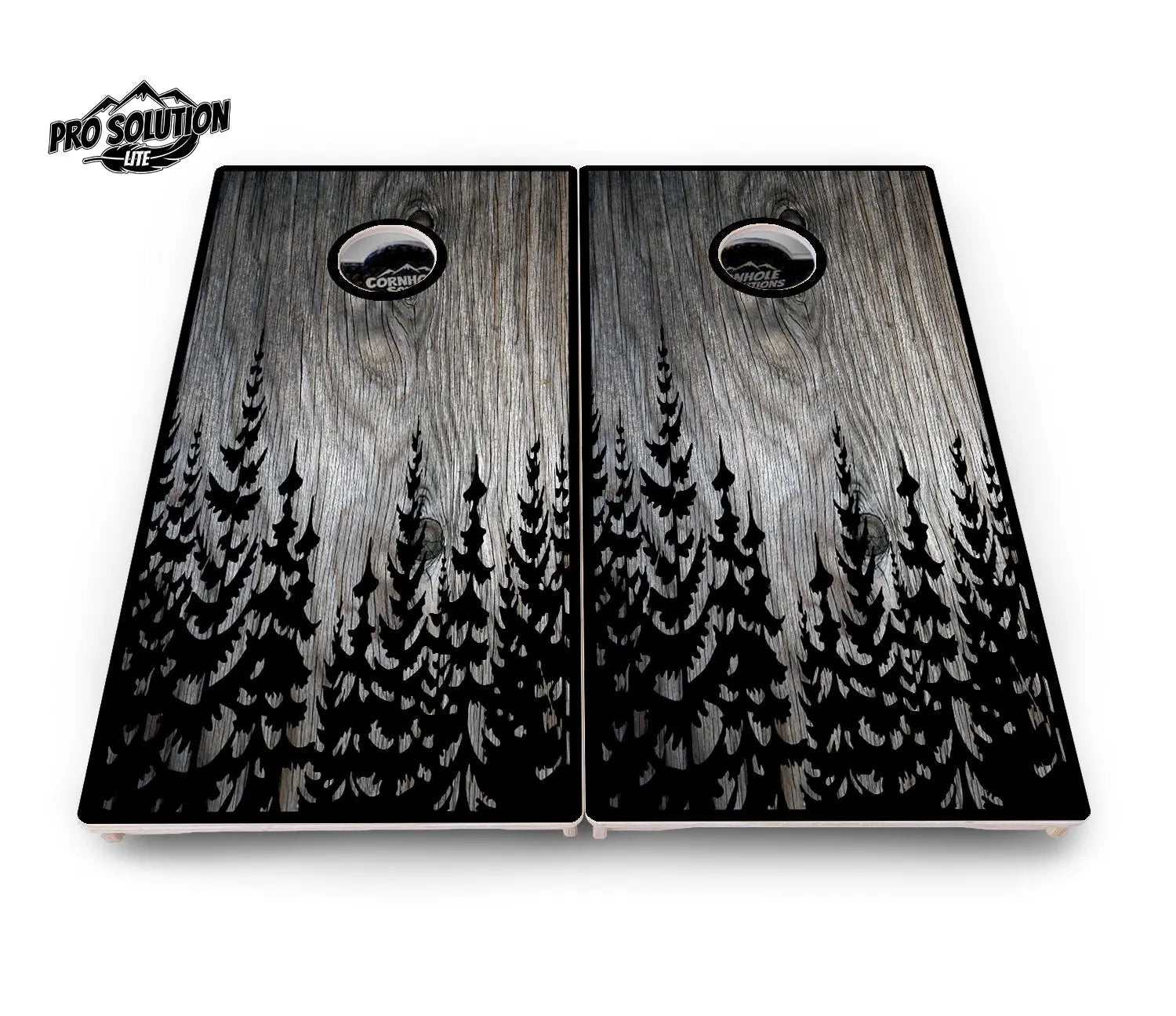 Greyscale Pine Trees Cornhole Boards - Pro Solution Lite Series by Cornhole Solutions, custom cornhole board detail photo 3