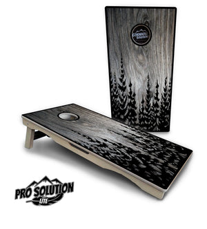 Greyscale Pine Trees Cornhole Boards - Pro Solution Lite Series by Cornhole Solutions, custom cornhole board detail photo 5