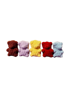 Handmade Crochet Gummy Bears: Adorable Desk Accessories, Colorful Miniature Bears - Brown, Purple, Yellow, Red, Blue