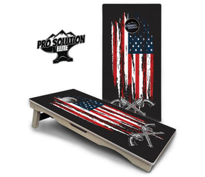Guns & Flag Cornhole Boards - Pro Solution Elite Series by Cornhole Solutions, custom cornhole board detail photo 2