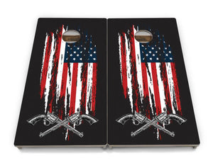 Guns and Flag Cornhole Boards - Professional Tournament Series by Cornhole Solutions, custom cornhole board detail photo 2