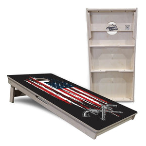 Guns and Flag Cornhole Boards - Professional Tournament Series by Cornhole Solutions, custom cornhole board detail photo 4