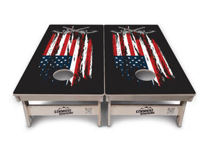 Guns and Flag Cornhole Boards - Professional Tournament Series by Cornhole Solutions, custom cornhole board detail photo 5