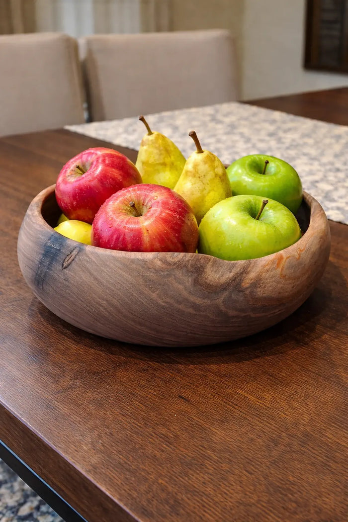 HAND TURNED LIVE EDGE BLACK WALNUT BOWL - 10-1/2" X 3-1/2"