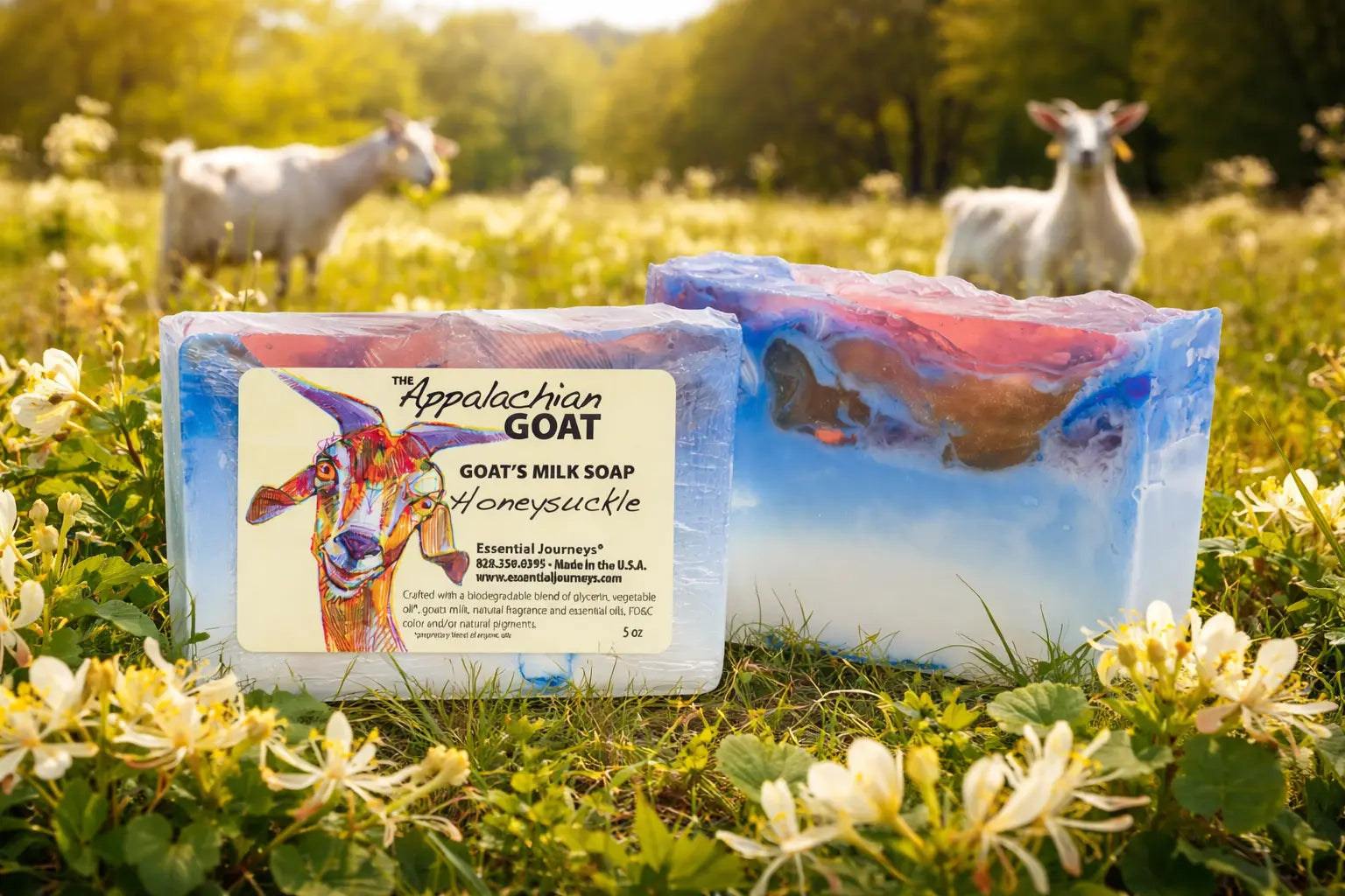 Honeysuckle Goats Milk Soap Slice 5 Oz. by Essential Journeys, Southern food gift detail photo 9