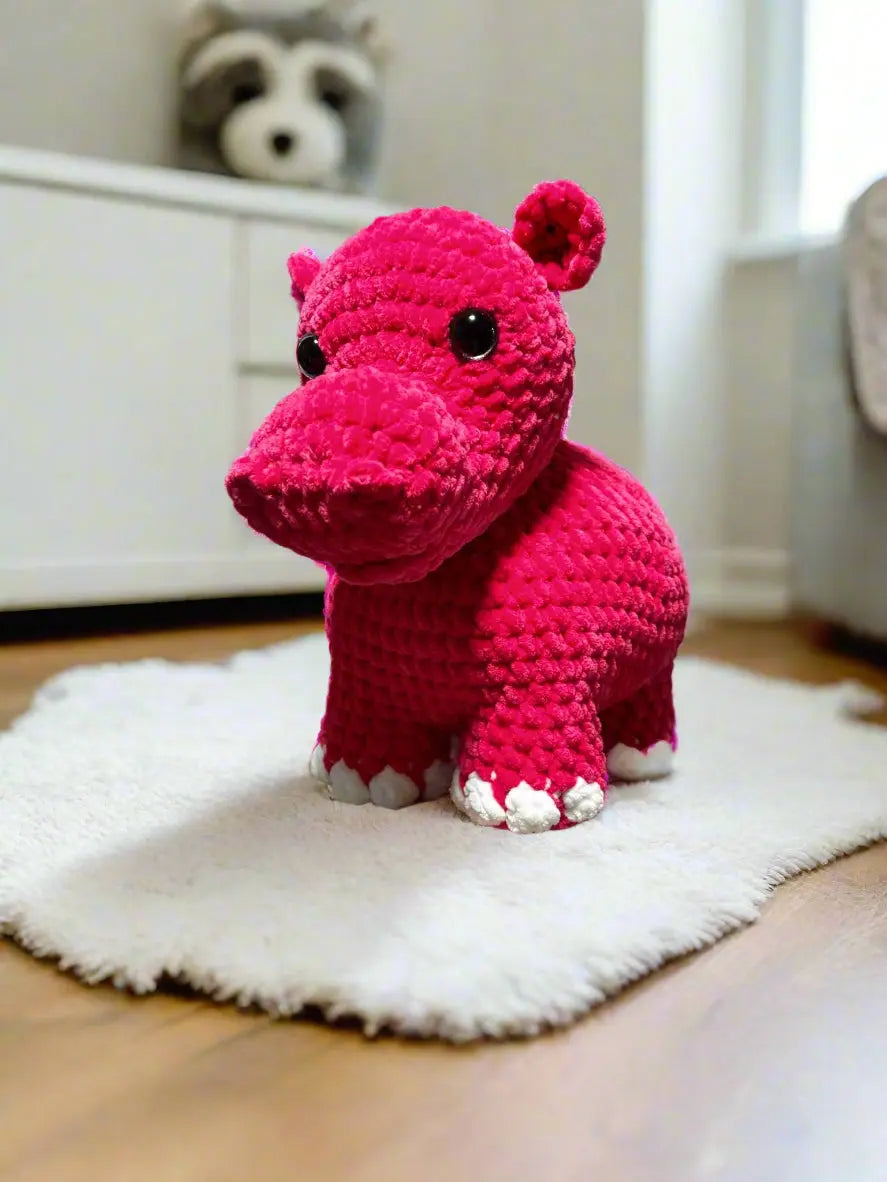 Hailey the Hippo - Handmade Crochet Hippo Plush by Klassy Krafts, 3D printed toy main product photo