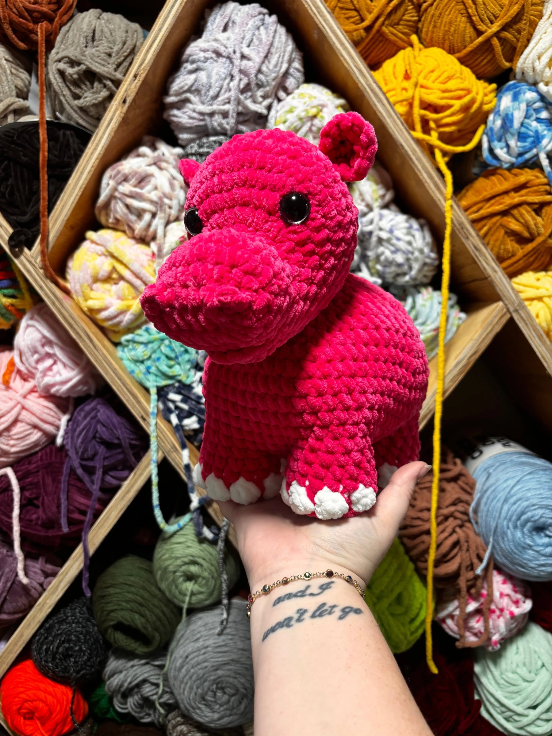 Hailey the Hippo crocheted handmade plush by Klassy Krafts, 3D printed toy main product photo