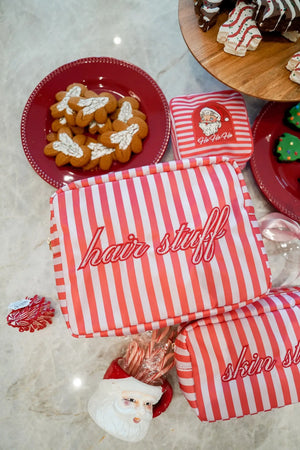 Hair Stuff - Pink & Red Stripes XL Bag by KenzKustomz, natural skincare detail photo 3