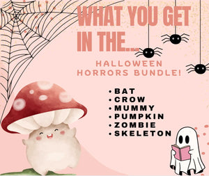 Halloween Horrors Bundle: Bat, Crow, Mummy, Pumpkin, Zombie, Skeleton Fidget Toys