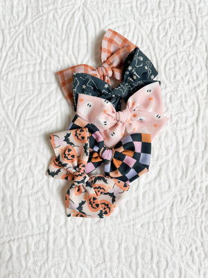 Pink & Orange Rust Gingham Pinwheel Bow by Boosh Baby image 2