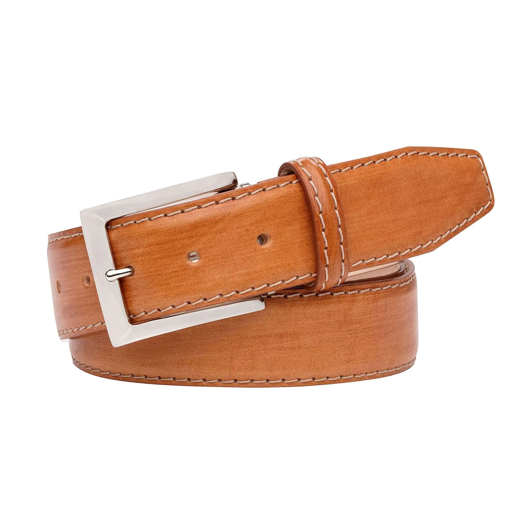 Hand Stained Veg Tan Italian Calf Belt by Roger Ximenez: Bespoke Belts and Leather Accessories, handmade leather goods detail photo 4