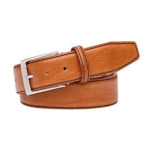 Hand Stained Veg Tan Italian Calf Belt by Roger Ximenez: Bespoke Belts and Leather Accessories, handmade leather goods detail photo 5
