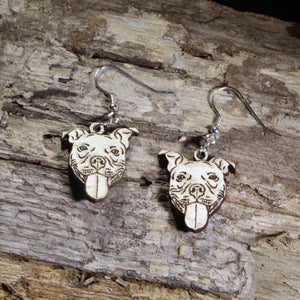 Pitbull Wooden Earrings | Dog Lover Pet Jewelry