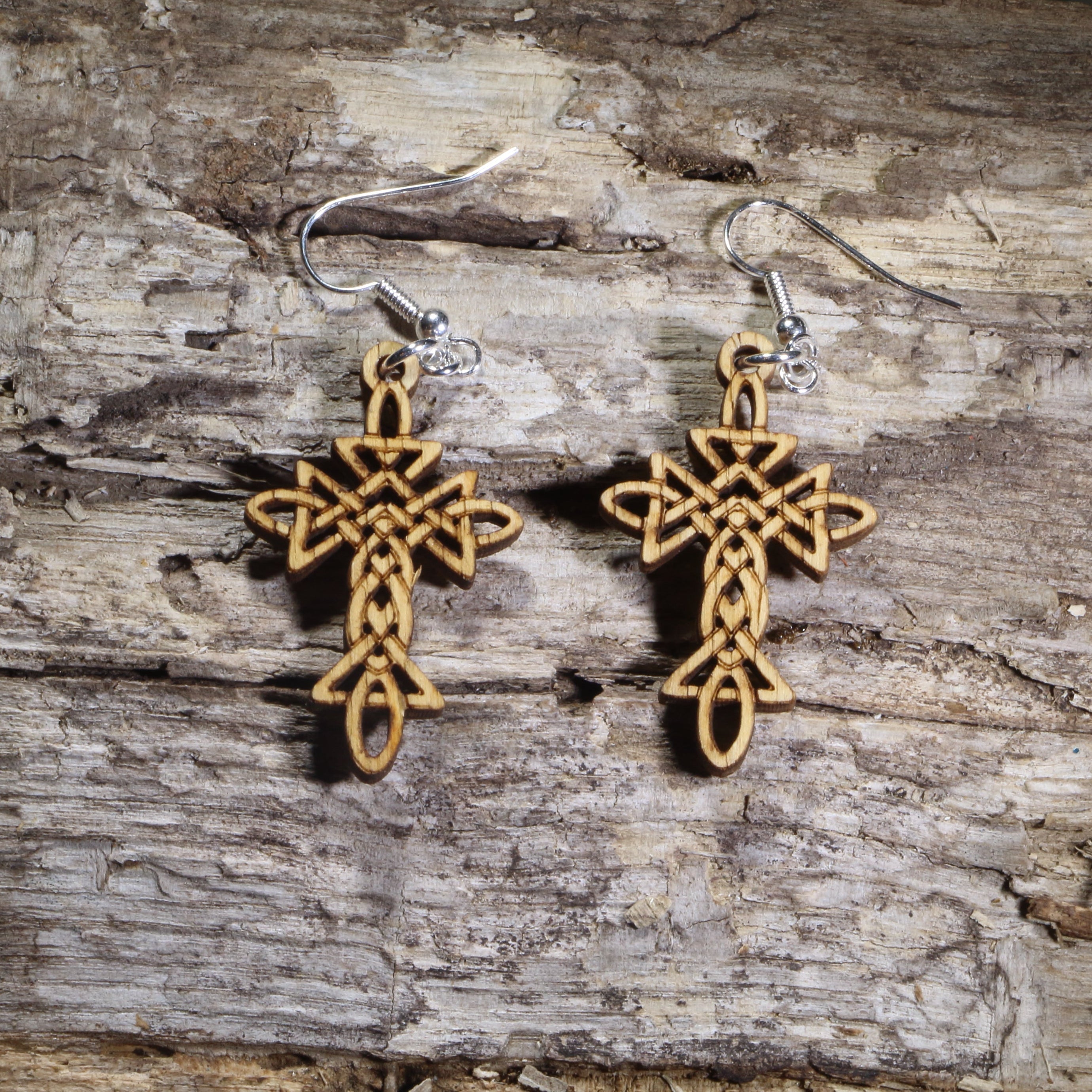 Celtic Knot Cross Wooden Dangle Earrings | Christian Jewelry by Cate's Concepts, LLC