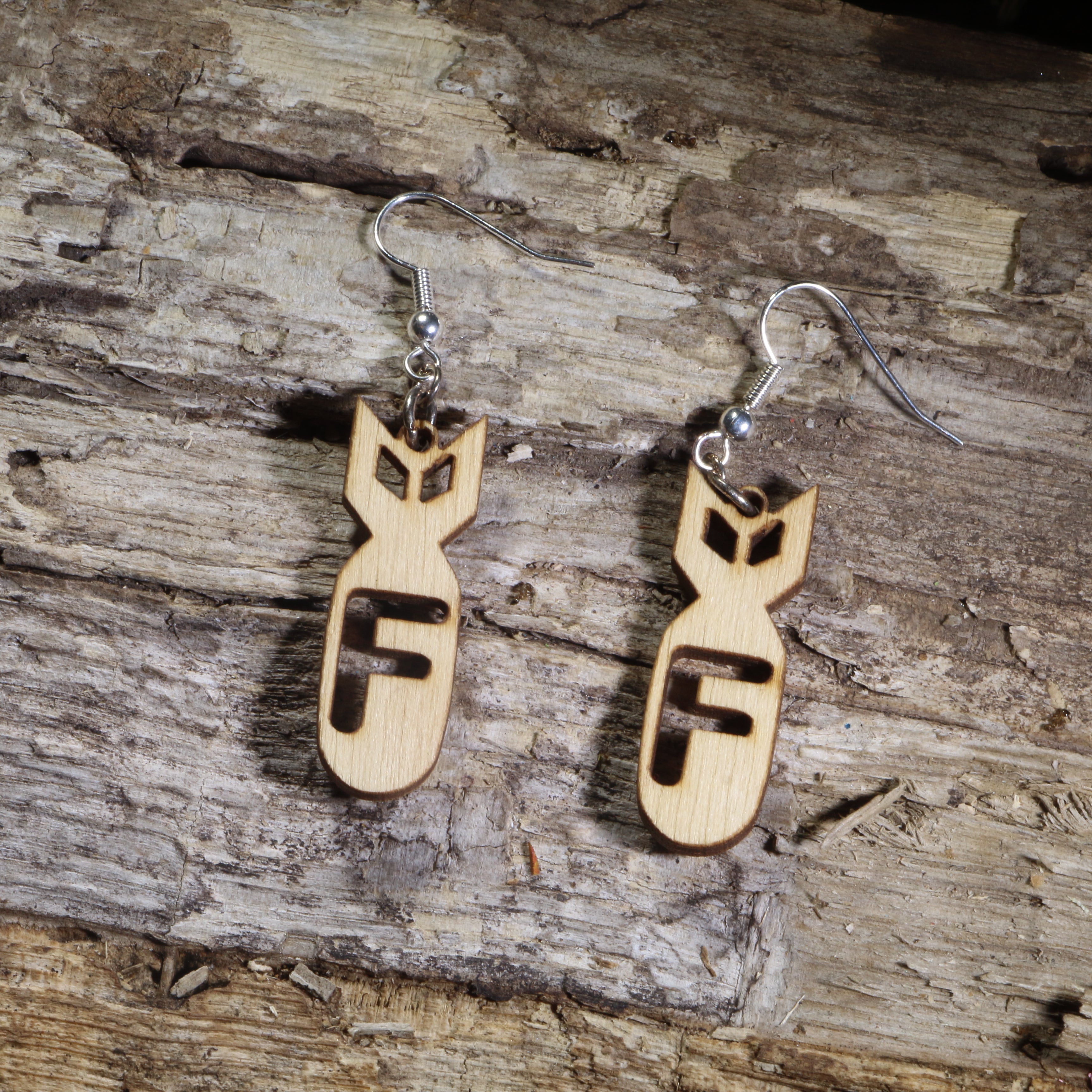 F Bomb Wooden Dangle Earrings | Funny Rude Jewelry by Cate's Concepts, LLC