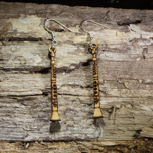 Clarinet Wooden Dangle Earrings | Band Instrument Jewelry by Cate's Concepts, LLC