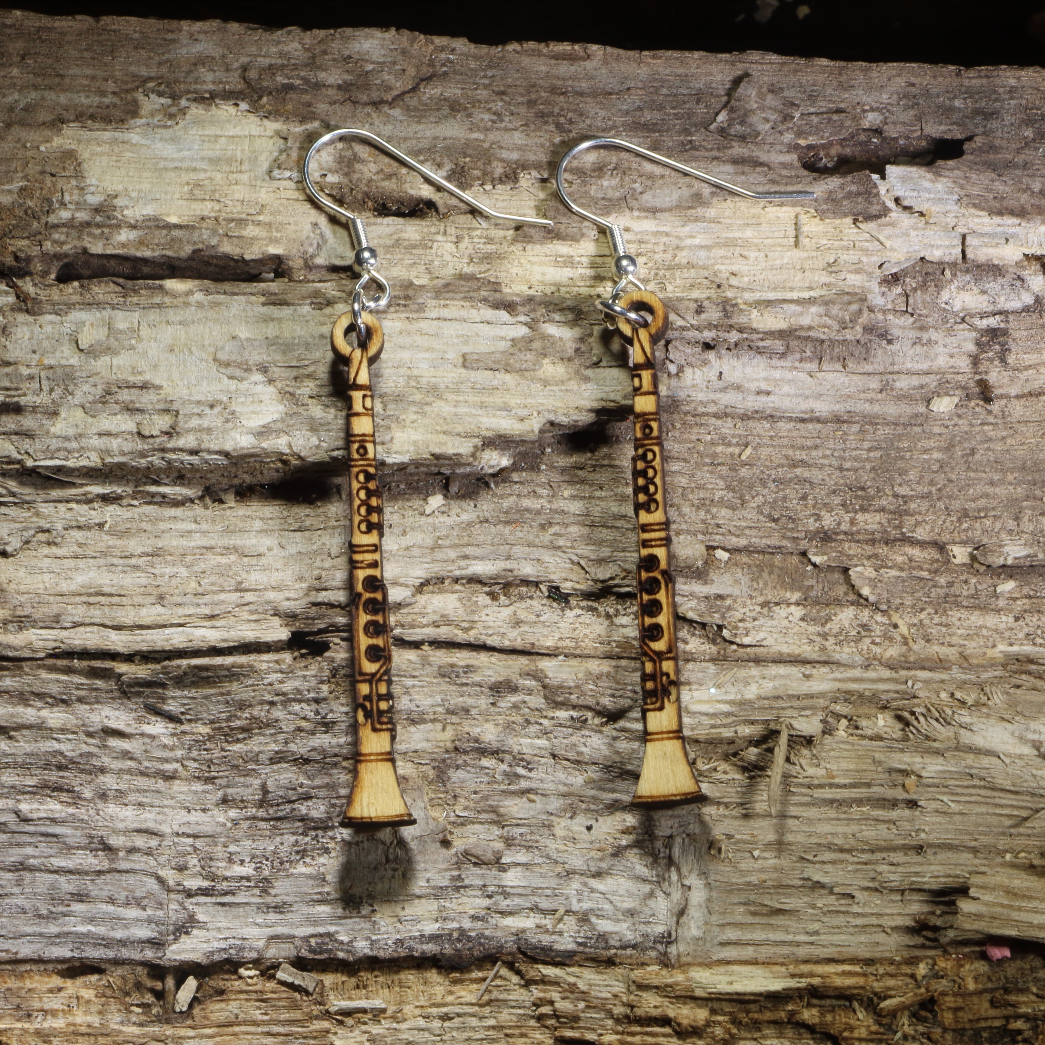 Clarinet Wooden Dangle Earrings | Band Instrument Jewelry