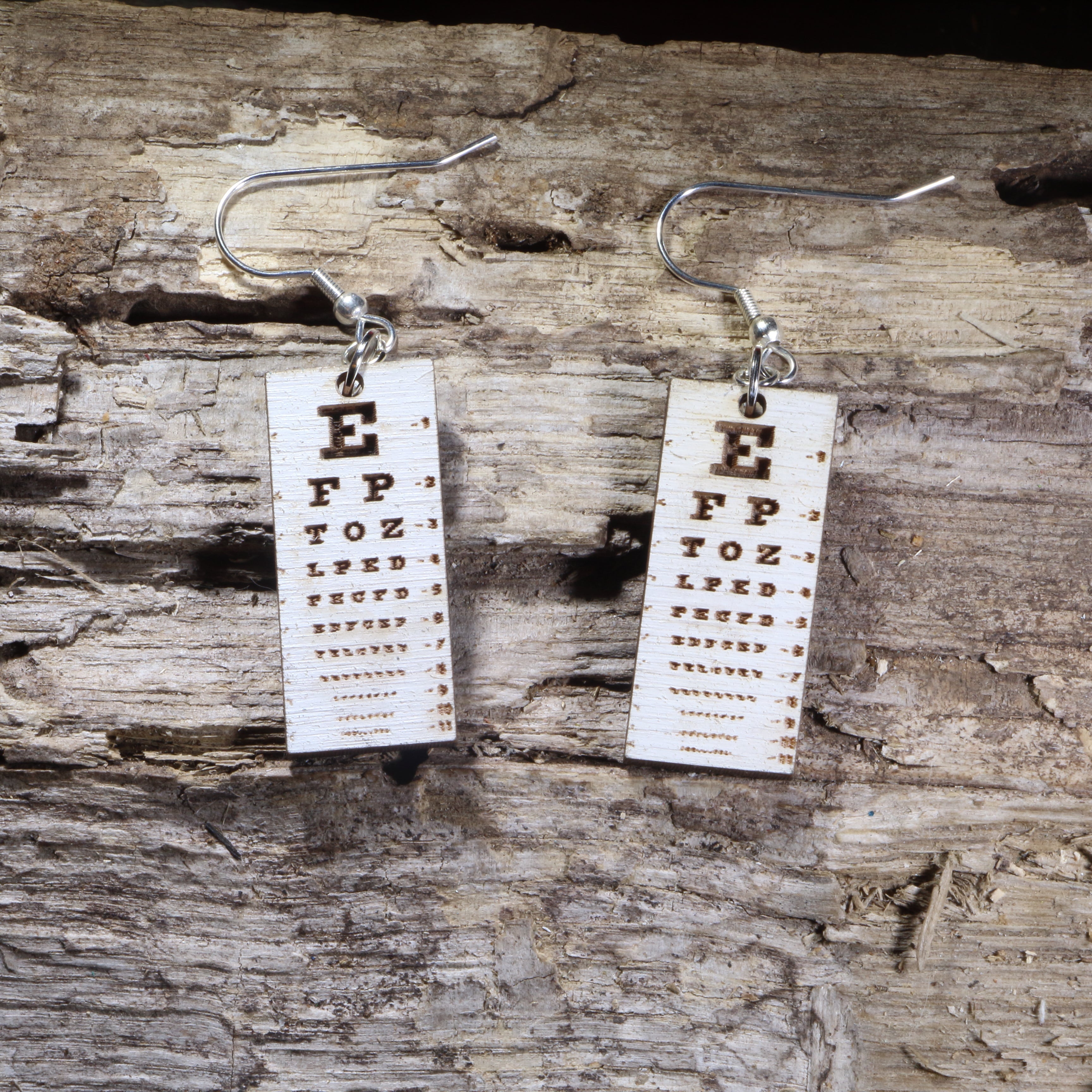 Eye Chart Wooden Earrings | Optometrist Vision Test Jewelry by Cate's Concepts, LLC