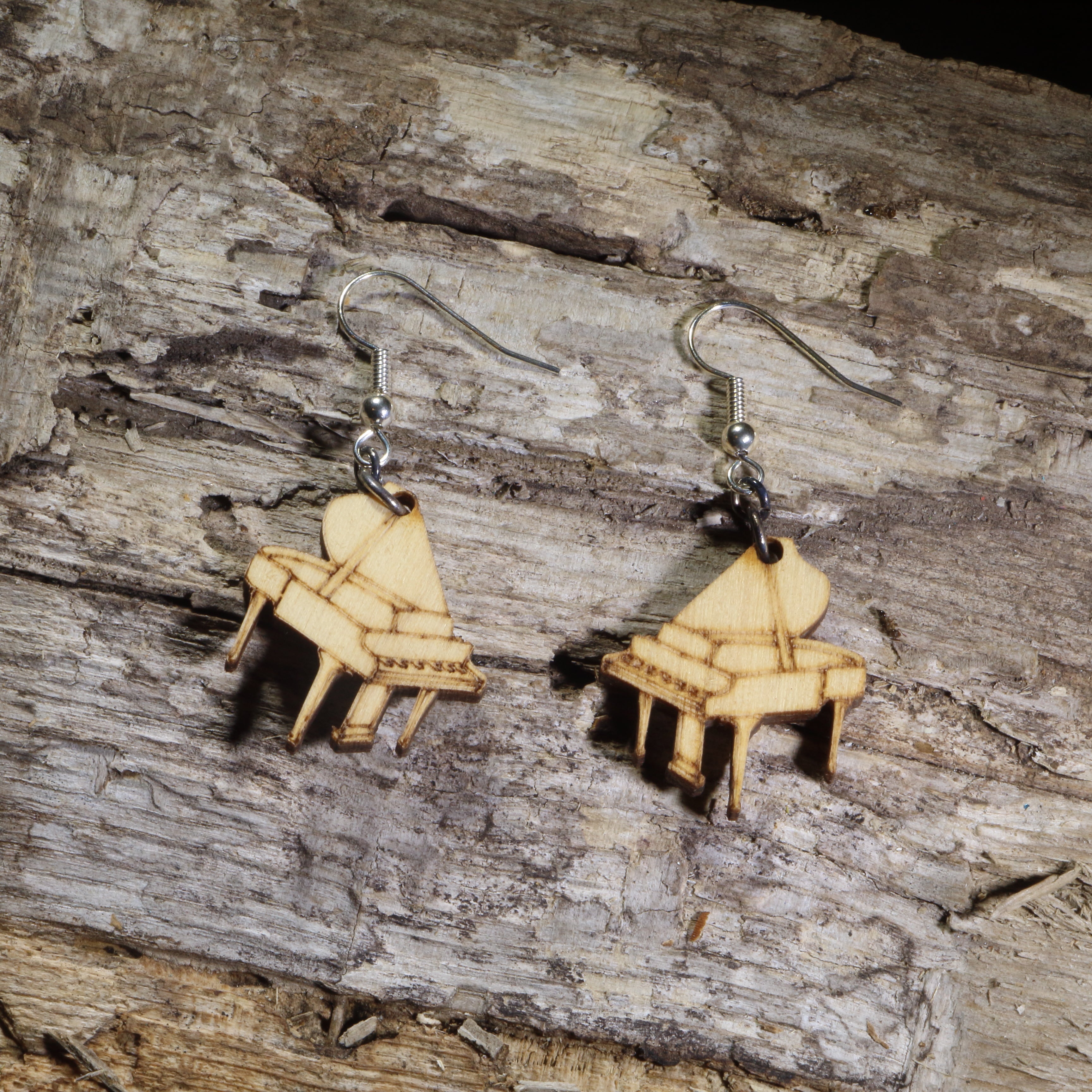 Grand Piano Wooden Earrings | Musician Instrument Jewelry