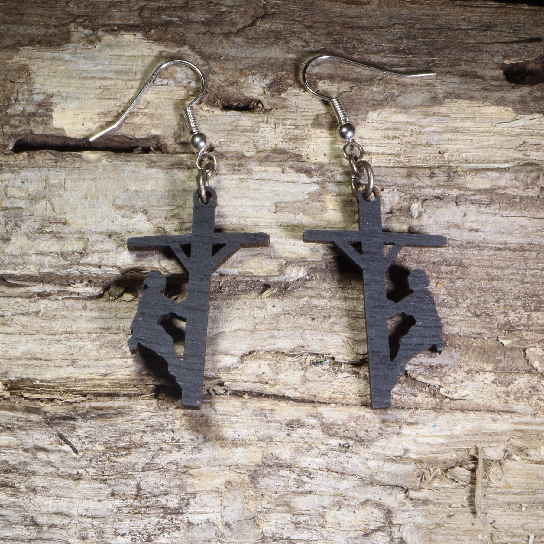 Lineman Wooden Earrings | Electrical Worker Utility Jewelry by Cate's Concepts, LLC
